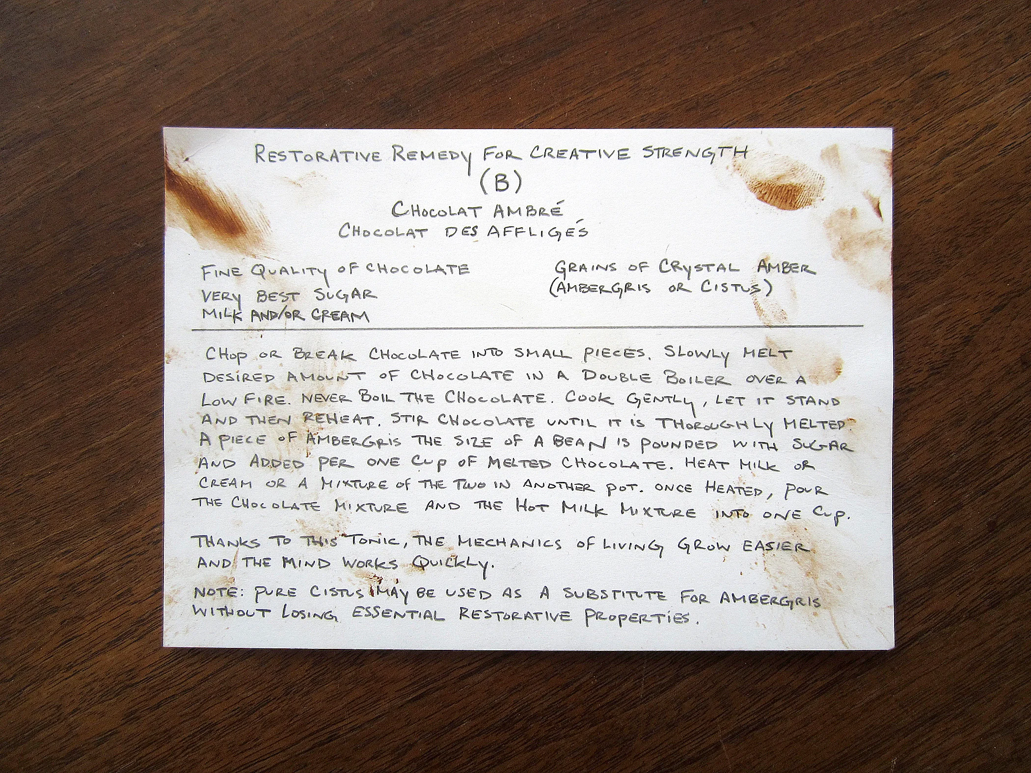 Restorative Remedy For Creative Strength (B) 2013 Graphite on duplex paper, mixed media 5 x 7 inches