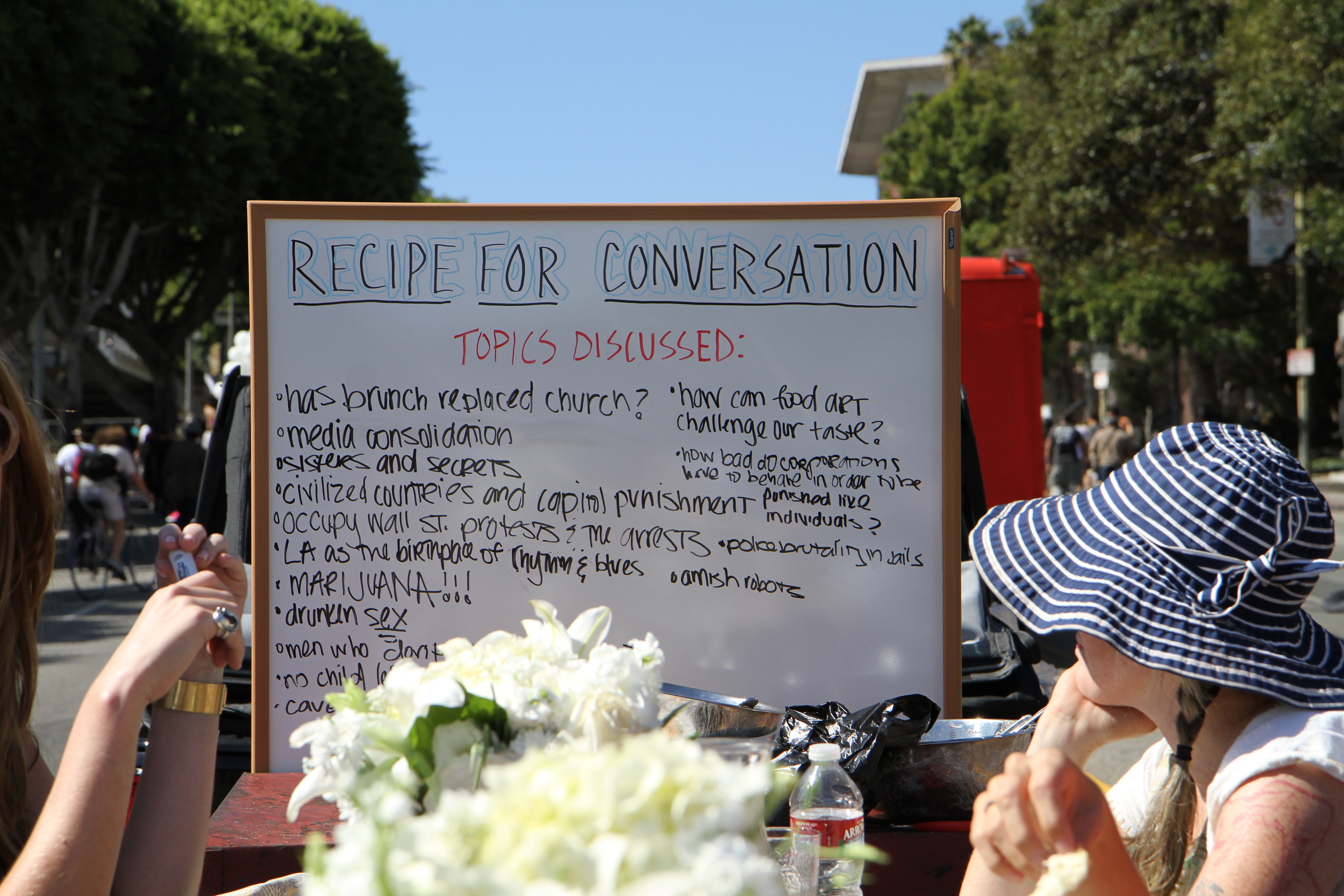   Recipe for Conversation  Documentation of Performance Duration 2:30 hours Downtown Los Angeles, October 2, 2011 Photo Courtesy of Tyler Calkin 