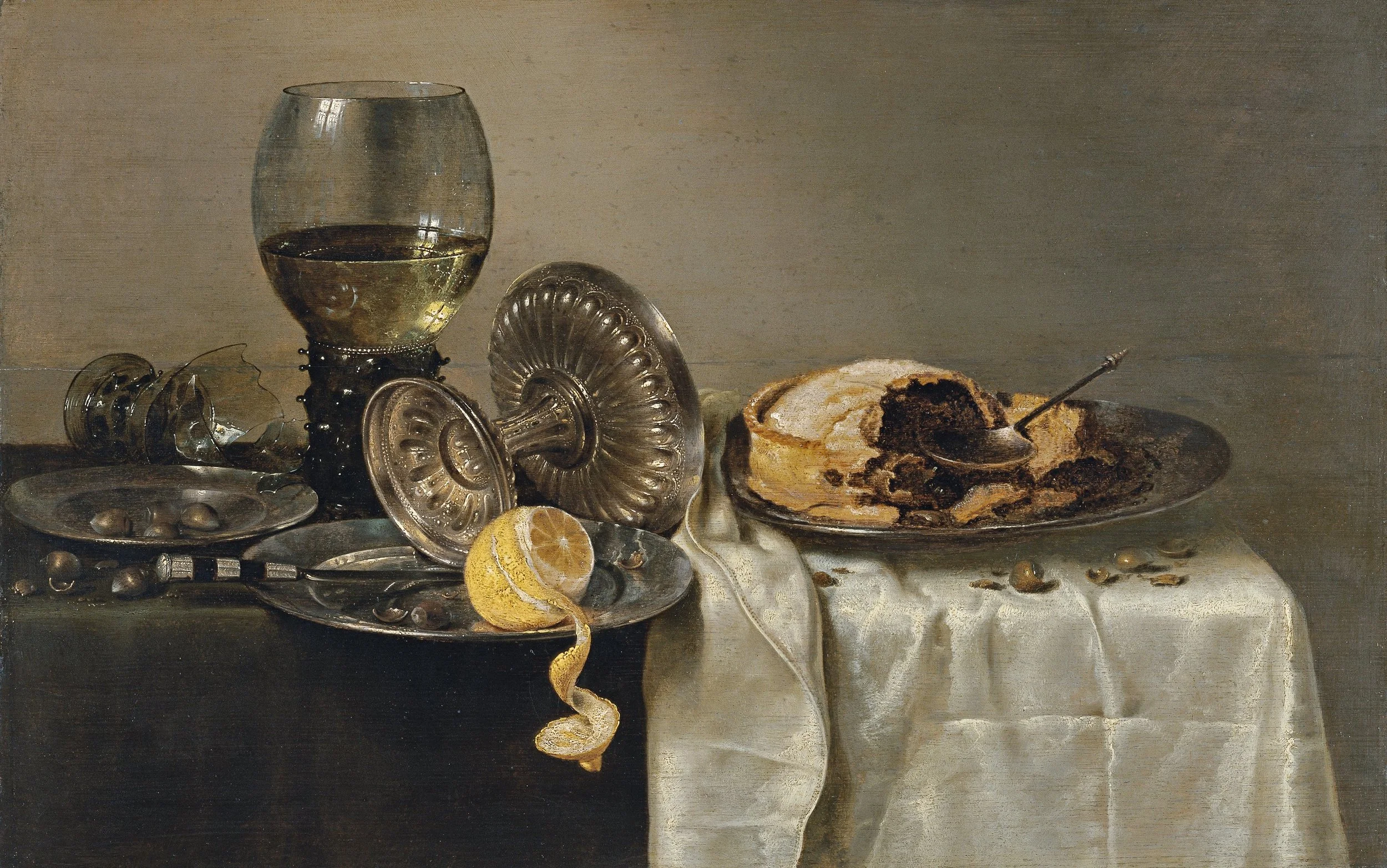 Reference: Pronkstilleven #9 (after Willem Claeszoon Heda, Still Life with Fruit Pie and Various Objects)