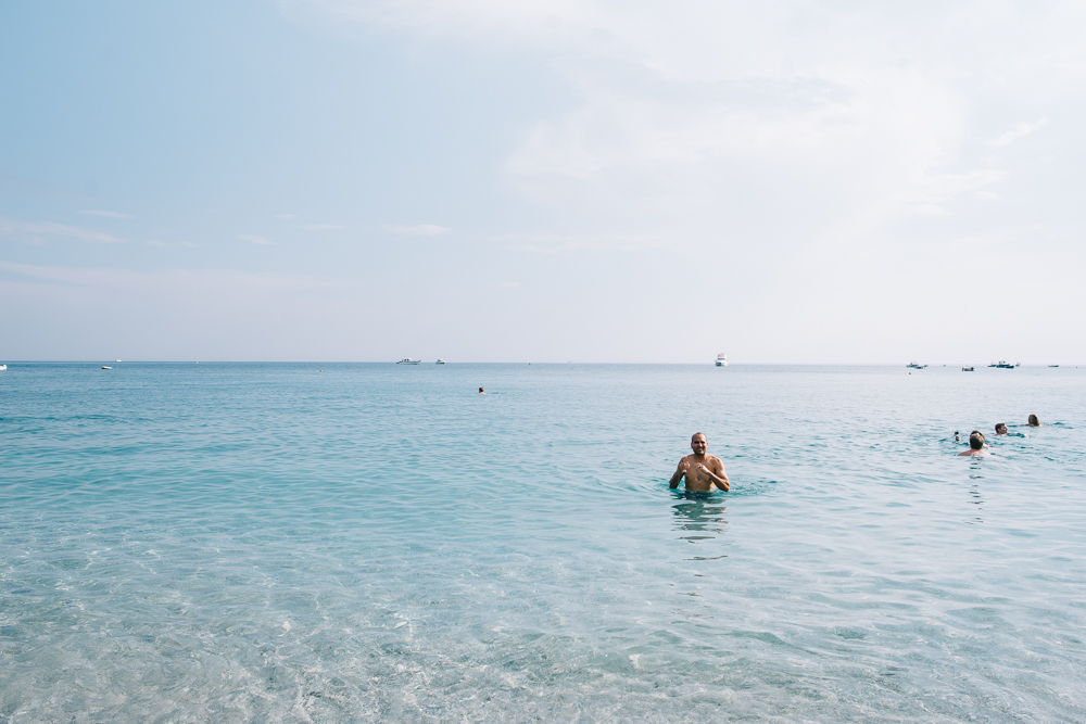 I took off as much clothes as possible and jumped in with a sport bra and dry fit capris. It was the most beautiful ocean water I've ever seen in my life. A wonderful care free feeling, and my second favorite moment of the trip. I bought a red beach towel for the ride home. I will return Chinque Terre!