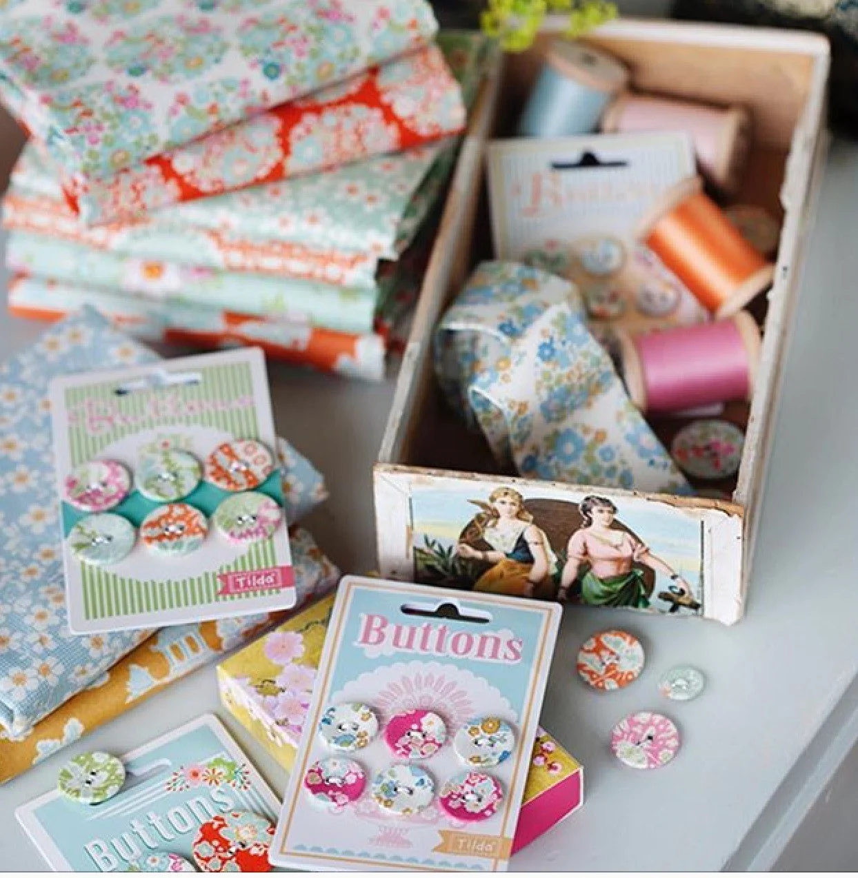 Accessories will include buttons, ribbon, quilt labels and more...