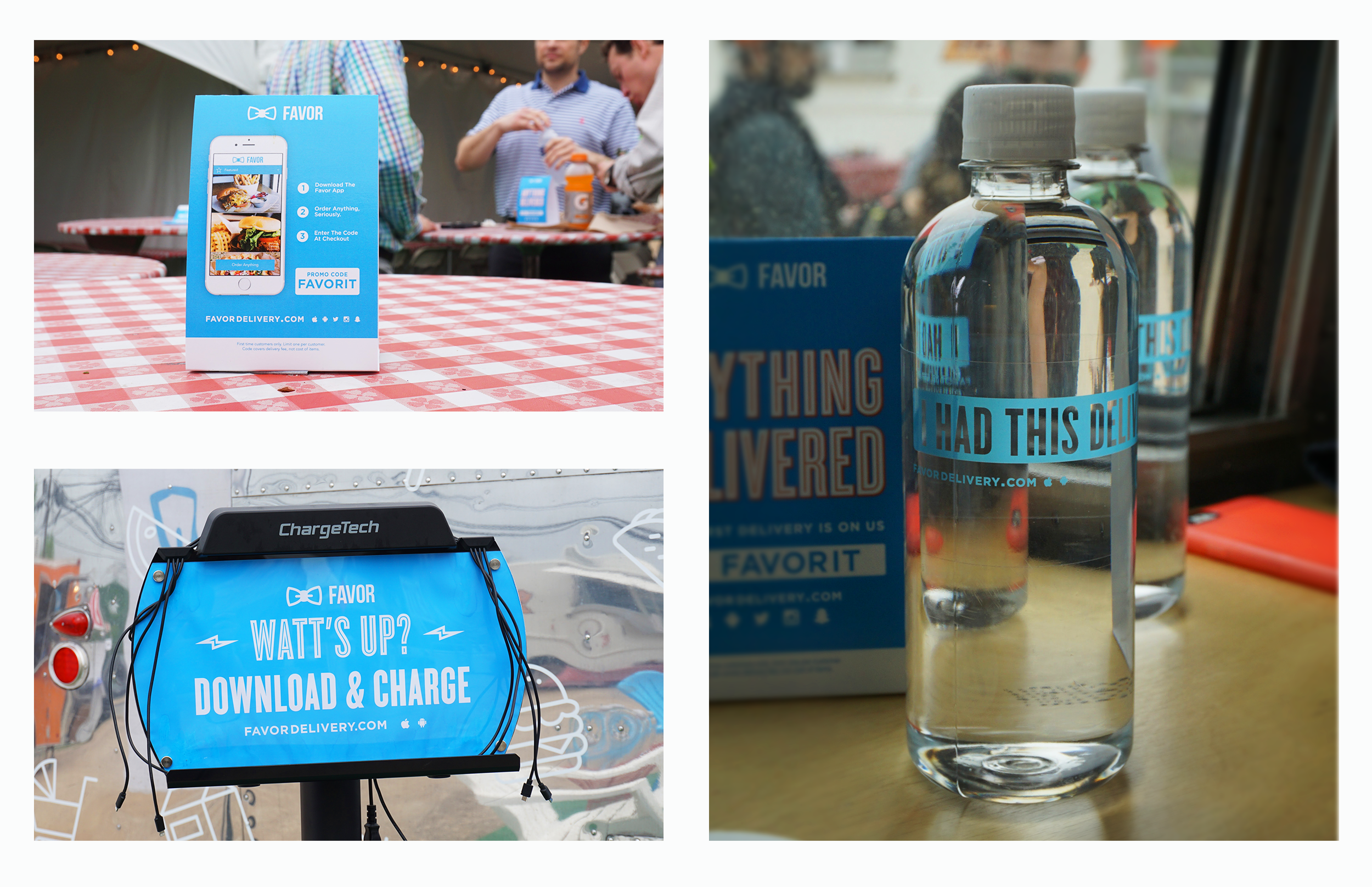 print marketing, charging stands & even water bottles
