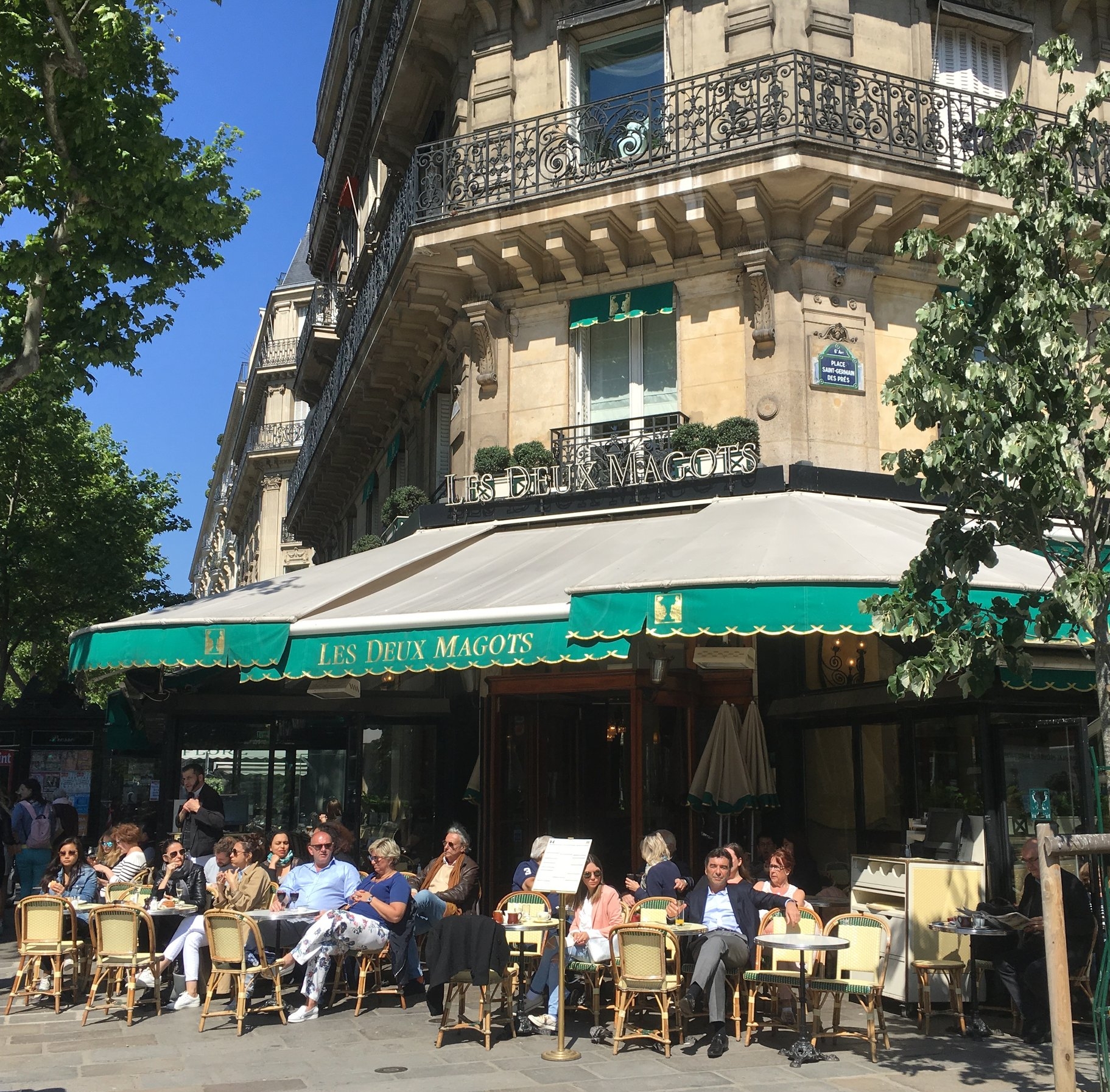 Lunch at Les Deux Magots, one of Hemingway's Left Bank haunts