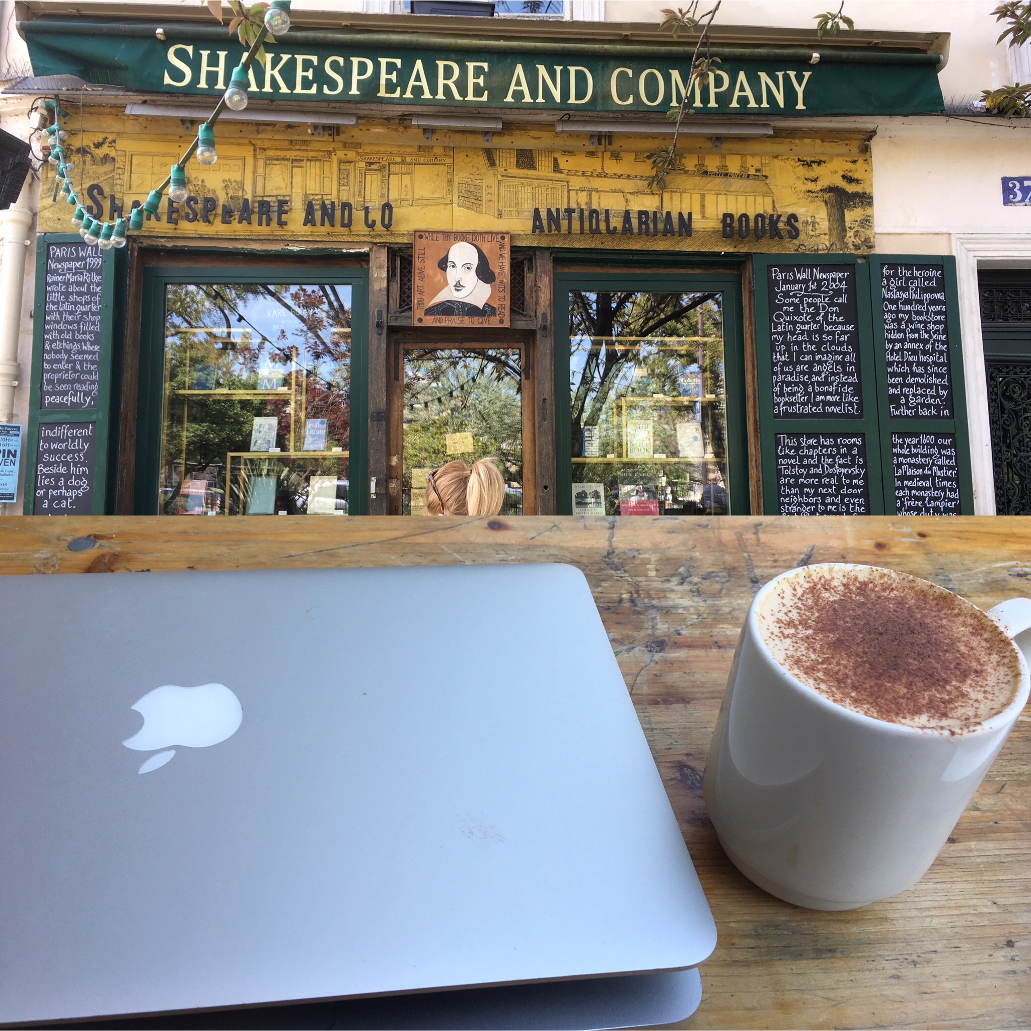 Another Left Bank hallmark mentioned in A Moveable Feast. It's overrun with tourists but the book selection is magnifique, and with a leaded chai and my trusty earbuds I found some space to write a few pages.
