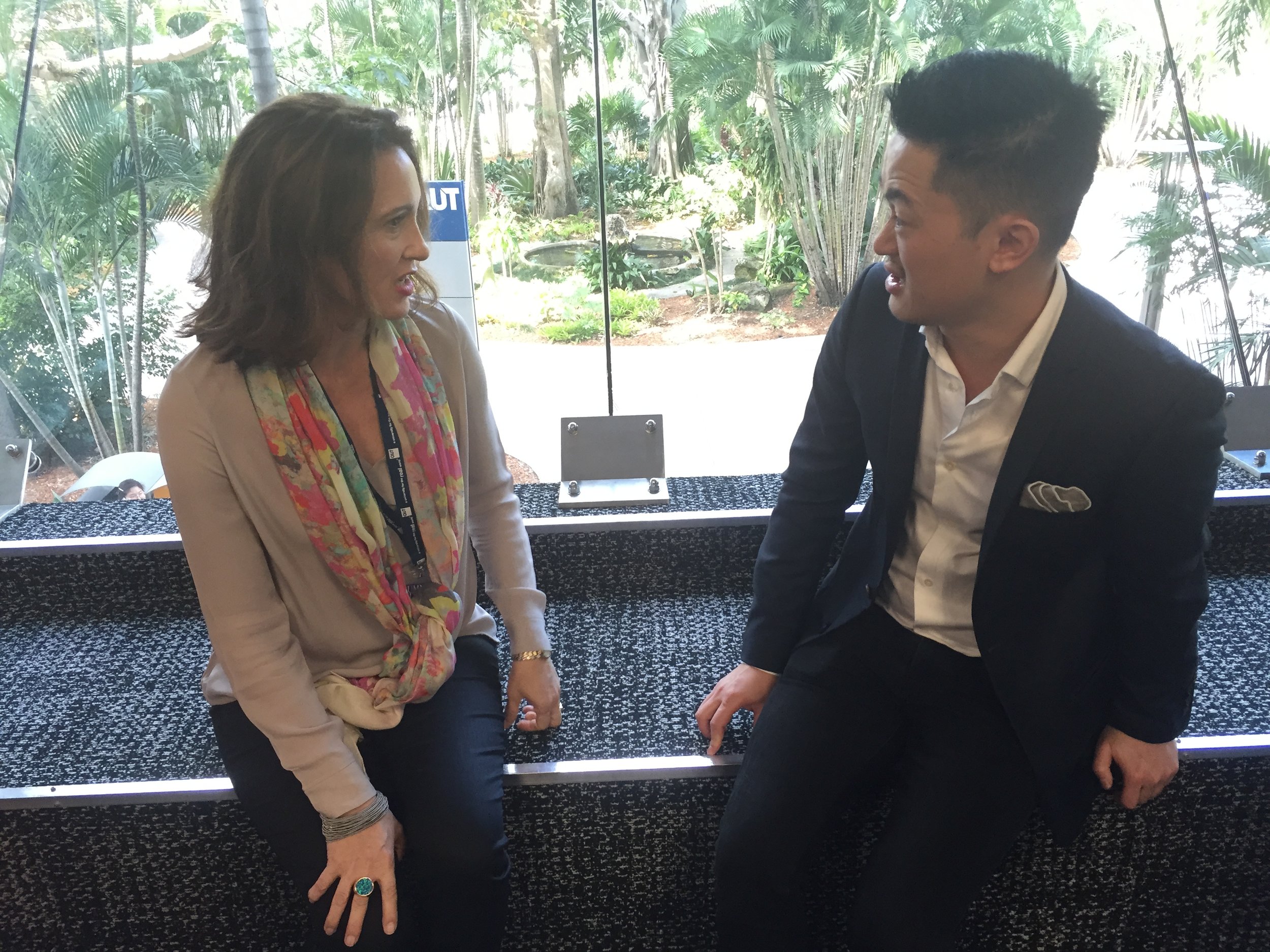 Benjamin Law and Sarah Ridout: Caption this? (See QUT logo near my head)