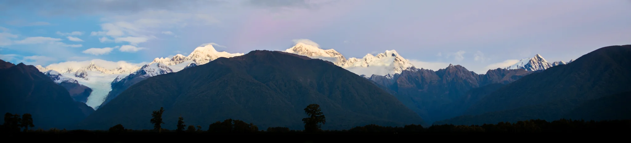 "Fox Transition" Fox Glacier, Mt Tasman, Mt Cook, La Perouse & Mt Copeland, West Coast, South Island, New Zealand D800, ISO100, f8, 1/2sec, 36mm