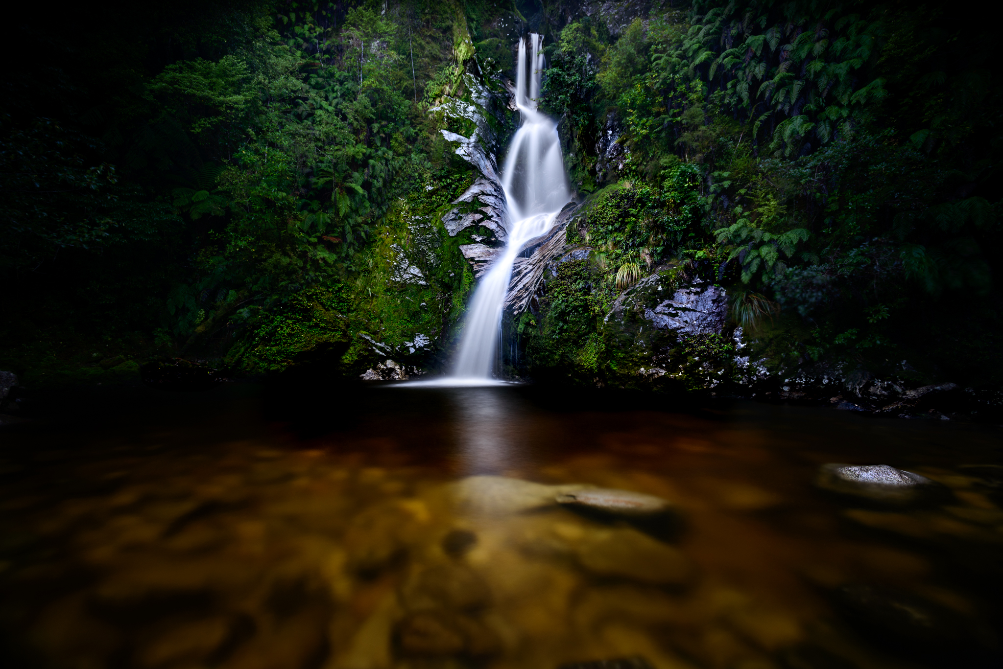 "Falling for Dorothy" Dorothy Falls, Lake Kaniere, West Coast, New Zealand D800, ISO100, 30sec, f7.1, 17mm, Lee Little Stopper ND Filter and Circular Polarising filter