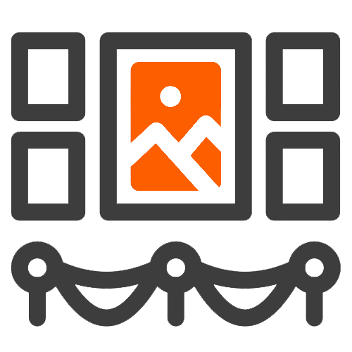 Icon of a photo displayed on a computer screen with a decorative border.