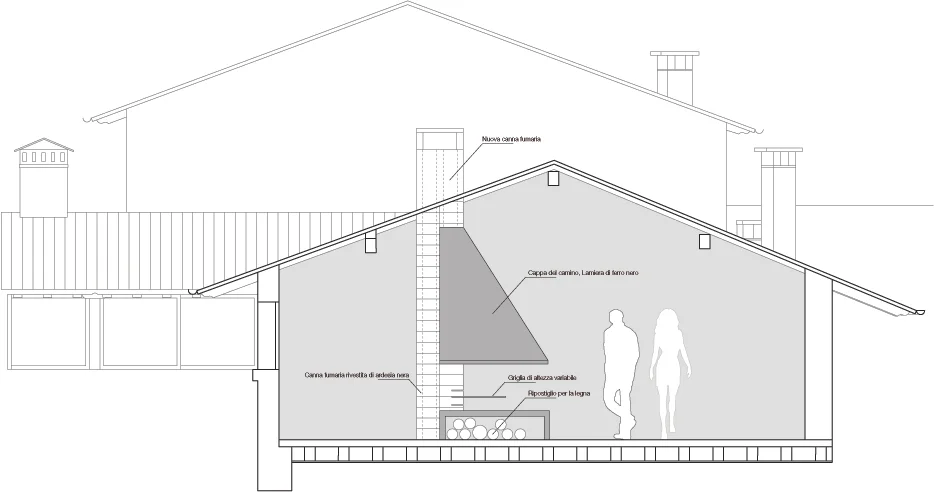 Section - Through the fireplace