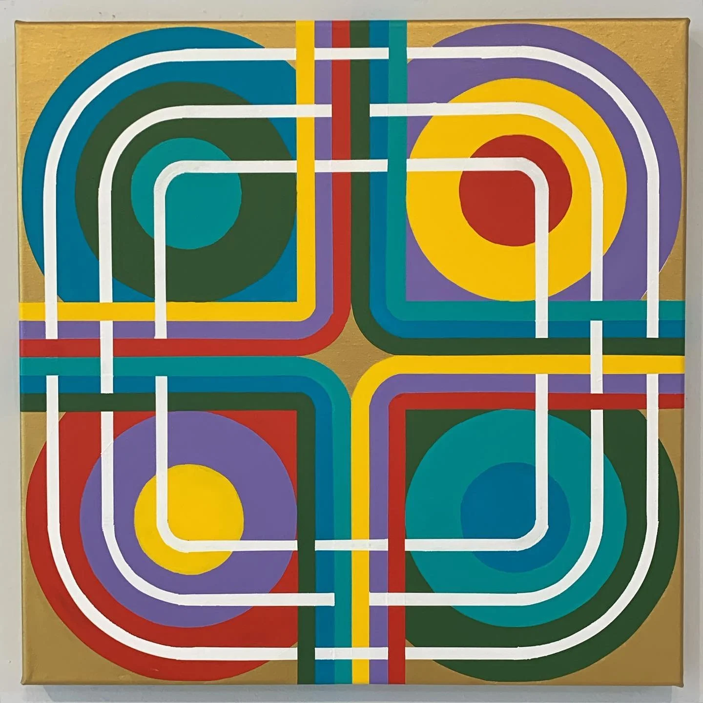 Raph James | @raphjamesartist 
ALL TOGETHER NOW #4
2024
Acrylic on canvas
60 x 60cm

&ldquo;One part of a series of four artworks designed for interchangeability, inviting endless possibilities by allowing rotation and repositioning based on colour p