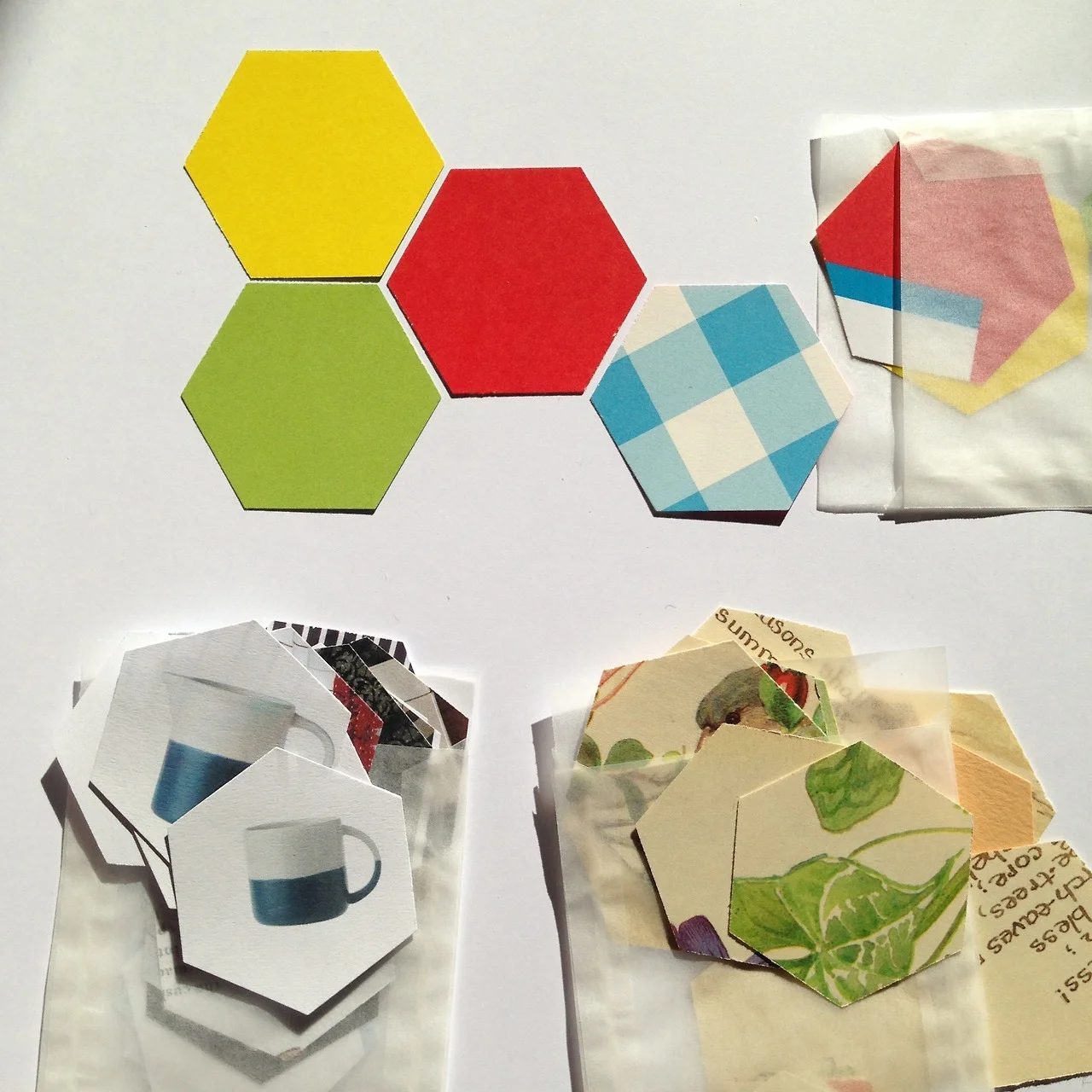 A few mini hexagons used in the Storycomb workshop I ran for the Westminster Arts’ Creative Befrienders, hosted by Created Out of Mind .