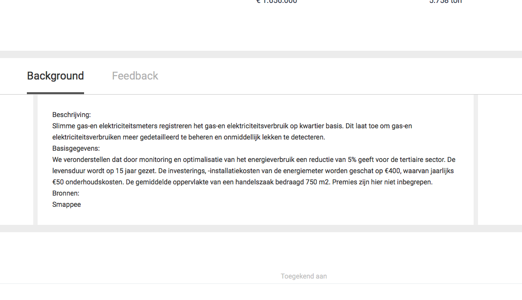 Background information per measure