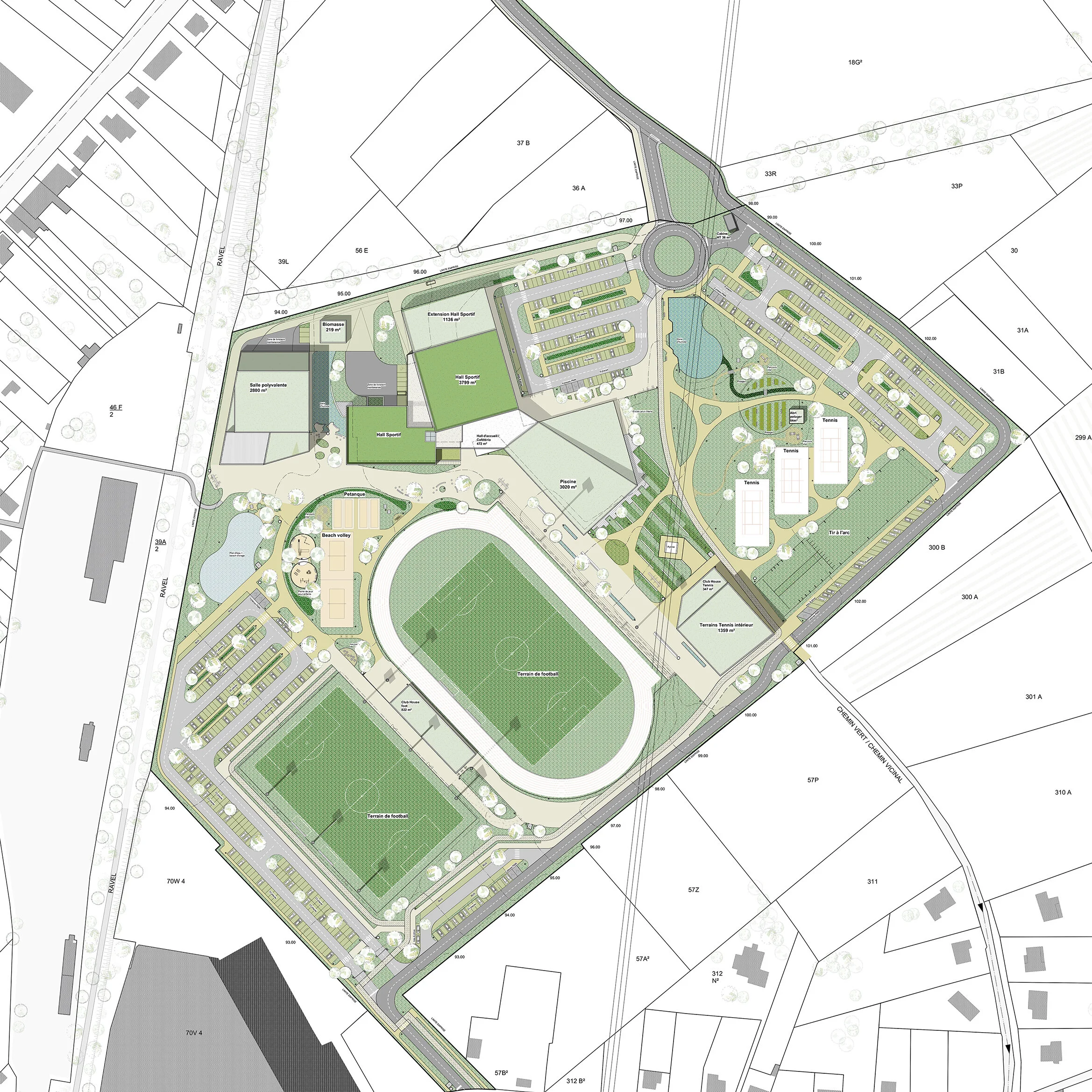 Plan masse de la plaine de la Gadale.