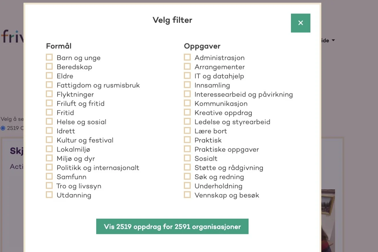 skjermbilde frivillig.no