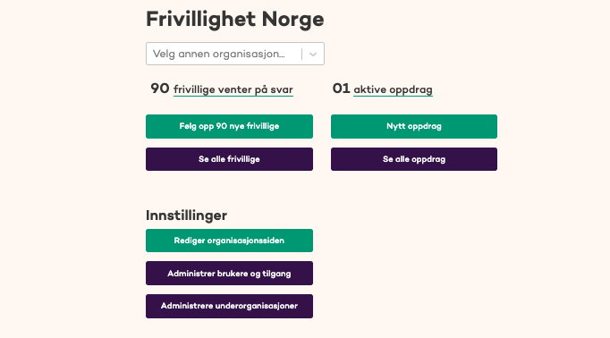 skjermbilde fra frivillig.no