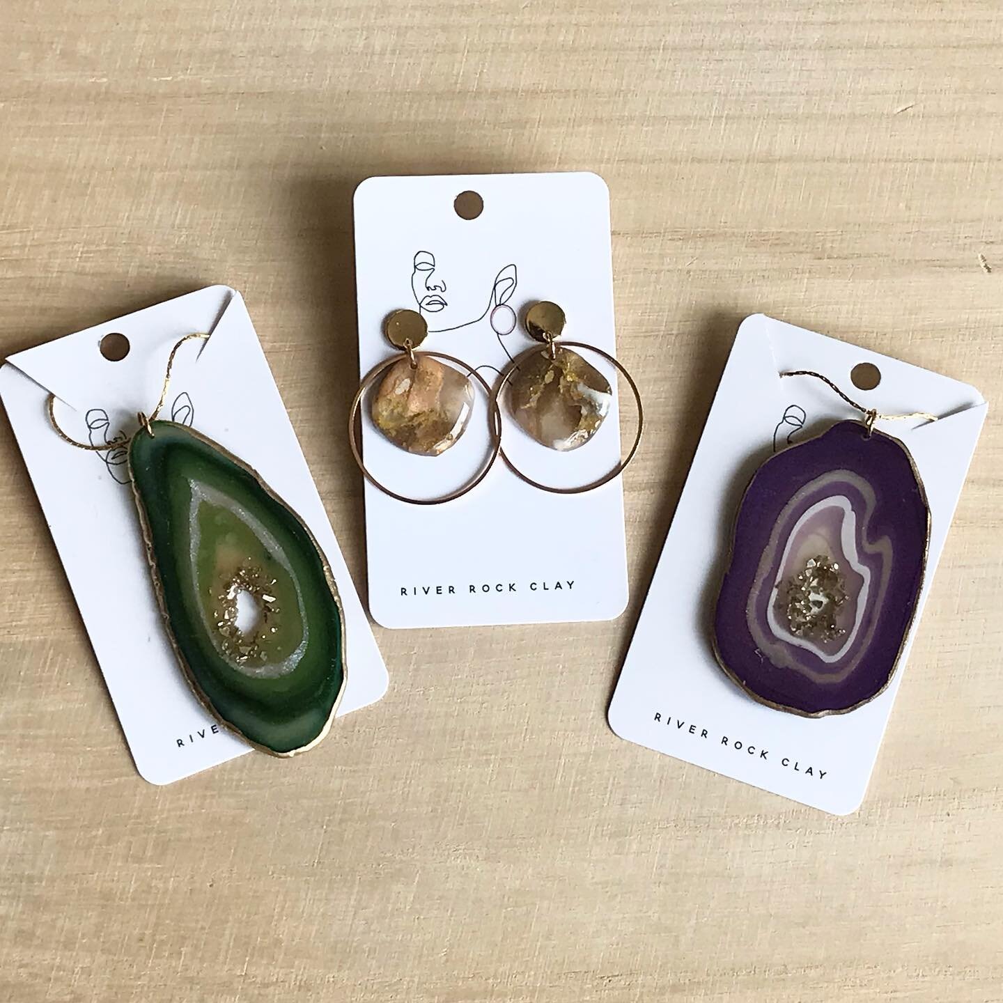 Ready for another amazing jewelry artist? @riverrockclay is our newest addition, and Emily creates stunning faux geode slices and polished &ldquo;stones&rdquo; - stop in to see for yourself!