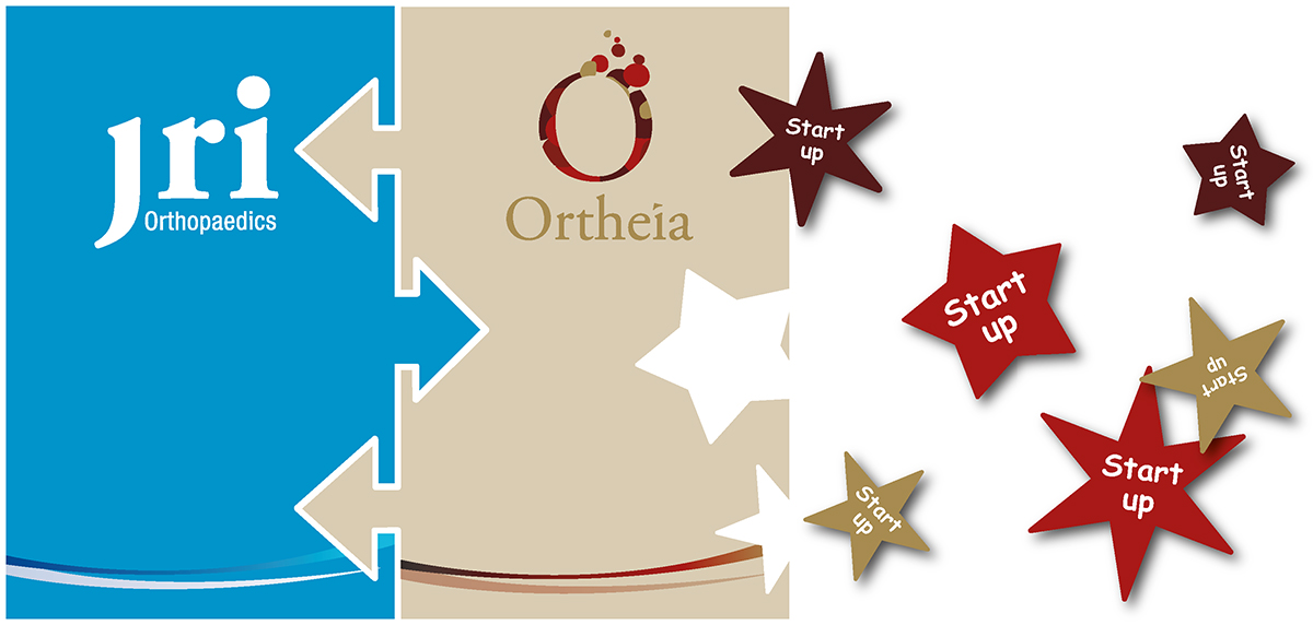 the relationships between JRI Orthopaedics, Ortheia and its start-ups