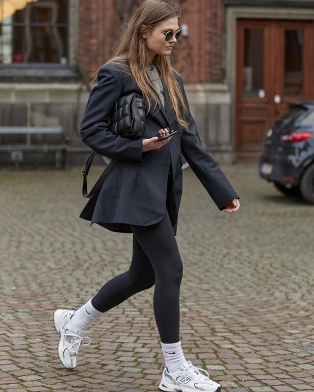 2020 Nano Trend - Leggings as Pants. This is truly micro data at this point but we feel that leggings as pants might gain some legit traction. Notice they are all styled with blazers and polished outerwear. Also these New Balance sneakers namely the 
