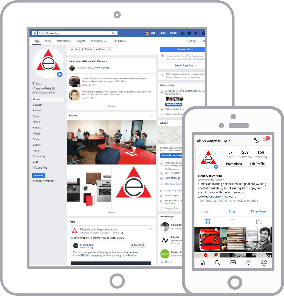 Social media marketing and management.