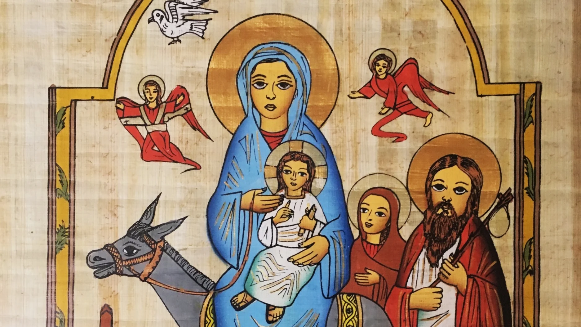 Icon of the Flight to Egypt written by a Coptic Christian in Egypt.