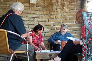 Jonathan Rose, Yoland Trevino, Don Frew, and Kay Lindahl at a URI meeting in Mexico.