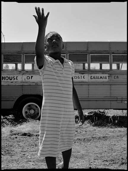 Praise Dance, Teviston House of Prayer – Jariah practices prior to performing a praise dance at Sunday service. This form of interpretive prophetic dance is described by some as “dancing for the Lord.” Though certain individual moves are practiced, the complete dance is not choreographed, so that dancers can allow God to work in them, bypassing the intellect.