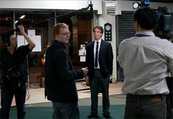 Josh, in the tie, has discovered that ‘finding your voice’ can mean regular visits to broadcasting studios.