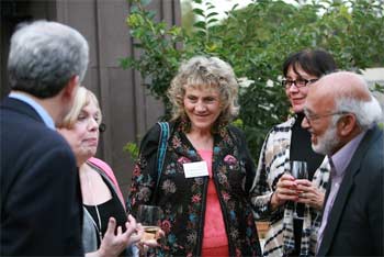 From left, Dirk Ficca, Karen Armstrong, Ruth, Mary Saxon, and Iftekhar Hai at a Parliament event in Palo Alto, California.
