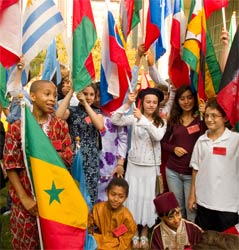 Children celebrate the International Day of Peace at the United Nations, 2007. Photo: Estizer Smith for the World Peace Prayer Society.