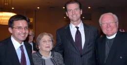 From left, SFIC executive director, Michael Pappas, Rita Semel, former SF mayor Gavin Newsom, and Rev. James DeLange, chair of SFIC.