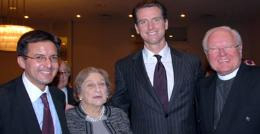 From left, SFIC executive director, Michael Pappas, Rita Semel, former SF mayor Gavin Newsom, and Rev. James DeLange, chair of SFIC.