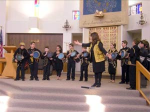 A Muslim drumming group performs in a Detroit synagogue.