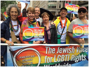 Ruth Messinger (on the l.), marching in the 2015 New York Pride Parade – Photograph: Twitter