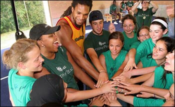 NBA basketball players visited a Seeds of Peace international camp recently in New York. – Photo: Seeds of Peace