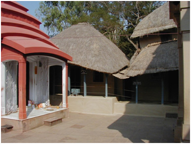 The small house at Kamarpukur where Ramakrishna lived (centre). The family shrine is on the left, birthplace temple on the extreme right (from the original). On The Birth Of The Interfaith Movement – Photo: Wikipedia, Alan Perry