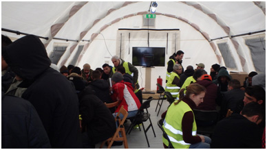 Lessons in Swedish at a refugee camp in Lund – Photo: BW