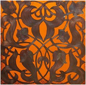 “Arabesque Window Passage” (copper illumination) from the series Window Passages by Shahna Lax of Studio Moresca.