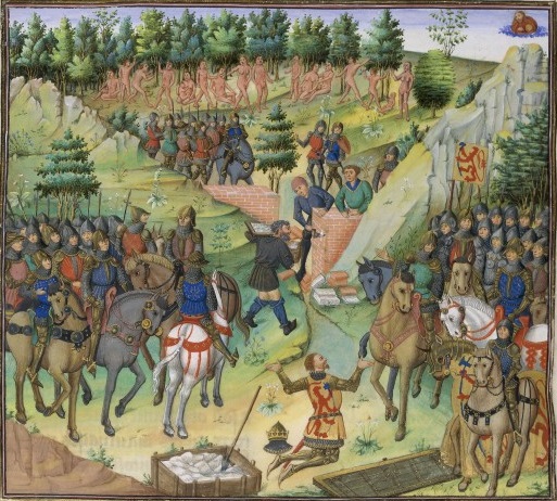 Normal
0
false
false
false
EN-US
X-NONE
HE
The people of Gog and Magog being walled off from the rest of the world by Alexander's forces, from Jean Wauquelin’s 15th century “Book of Alexander.” – Photo: Wikipedia