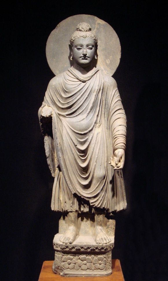 Normal
0
false
false
false
EN-US
X-NONE
HE
This Gandhara Buddha statue (1st-2nd century CE) is an example of what is now called Greco-Buddhist art. – Photo: Wikipedia