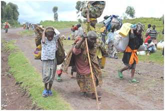 Fleeing refugees, these from the Democratic Republic of the Congo, taken in 2008, are among the most vulnerable in the world. – Photo: Wikipedia, Julien Harneis