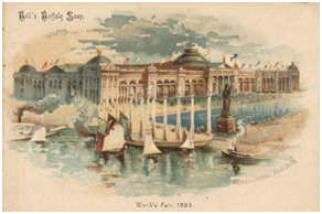 A postcard promoting the 1893 World’s Columbia Exposition, where the World’s Parliament of Religions was held. – Photo: Wolfsonian Library
