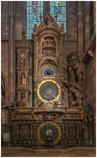 The Strasbourg Astronomical Clock in Alcase, France not only tells the time, but has a perpetual calendar, planetary dial, and marked the position of the sun, the moon, and eclipses. – Photo: Wikipedia Commons, Tangopaso