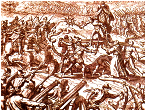 The Inca-Spanish confrontation in the Battle of Cajamarca in 1532 left thousands of natives dead. – Graphic: Wikipedia