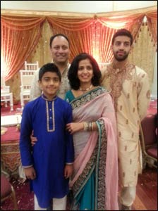 The Acharya family at a wedding.