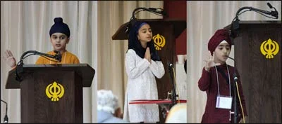 Youngsters speaking at the international competition on Sikh history and Gurbani. – Photo: SHF