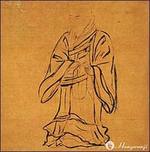 A portrait of Shinran, the founder of the Jōdo Shinshū school of Pure Land Buddhism, located at Nishi Honganji, Kyoto. – Photo: Wikipedia