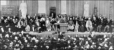 The platform at the 1893 World Parliament of Religions in Chicago