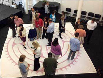 Walking the labyrinth at the Religious Diversity Leadership Workshop – Photo: Claudia Ramisch