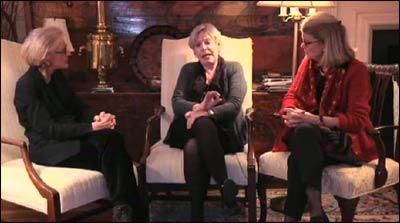 Dorothy Austin (l.) and Karen Armstrong join Diana Eck at Harvard University’s Pluralism Project to talk about the practice of compassion. – Photo: Vimeo