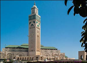 The Hassan II Mosque in Casablanca, the largest in Morocco – Photo: Wikipedia